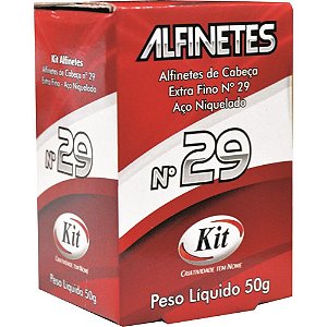 Alfinete Costura N.29 ACO Niquelado 50G. Caixa