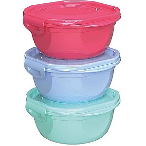 Pote Plastico CONJ.3PT RED. C/TRAVA 450ML (S