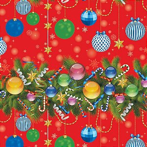 Papel Presente Bobina Couche 60CM. MOD.259 Natal Bolas Colo Bobina