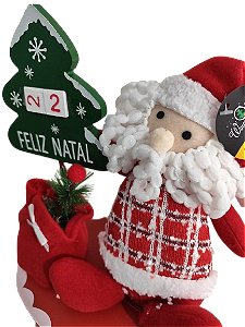 Enfeite Decorativo Papai Noel Pano árvore Calendário Madeira - WINCY