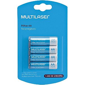 Pilha Recarregavel Pequena AA 2500MAH C/04