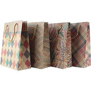 Sacola para Presente Decorada KRAFT Decorada 24X19X8CM PCT.C/12