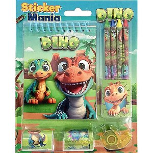 Livro Infantil Colorir Sticker Mania Dinossauros 9PCS