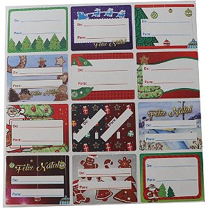 Etiqueta para Presente Natal DE/PARA C/12UNID. Cartela