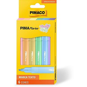 Caneta Marca Texto Pimamarker Pastel 6 COR. BLIST Blister