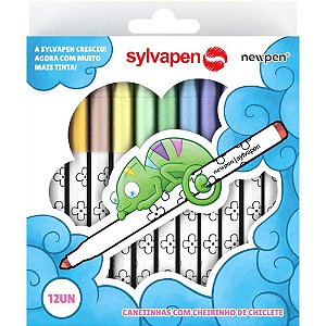 Caneta Hidrografica Sylvapen 12 Cores Perfumadas Estojo