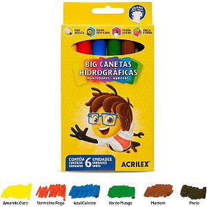 Caneta Hidrografica Jumbo BIG 6 Cores PCT.C/06