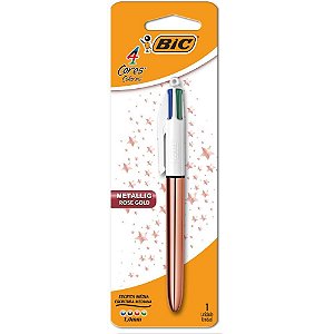 Caneta Esferografica BIC 4 Cores Rose GOLD Blister