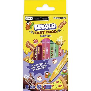 Caneta Marca Texto Bebold FAST Food C/5 Cheirinho Estojo