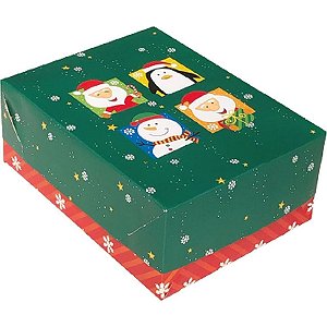 Caixa para Presente Natal Retangular MED.C/TAMPA 19X26X7 PCT.C/12