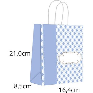 Sacola para Presente Decorada BABY Azul P 16,4X21X8,5CM PCT.C/10