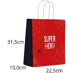 Sacola para Presente Decorada Infantil ARANHA M 22,5X31,5X10 PCT.C/10