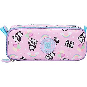Estojo Duplo College Panda Balao Rosa