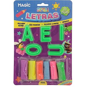Massa para Modelar Criativa Letras 11 Pecas Cartela