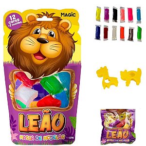 Massa para Modelar Criativa Leao 120G com 12 CORES/2MOLDES