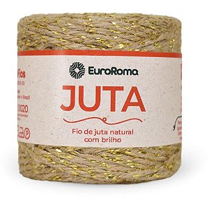 Fio de Juta 77M. Natural C/BRILHO Dourado Euroroma