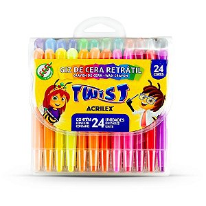 Giz de Cera Jumbo Retratil TWIST 24 Cores Estojo
