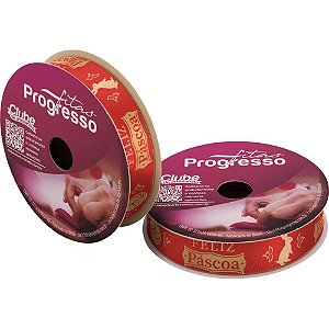 Fita de Cetim Pascoa 15MM 10M. Feliz Pascoa Vermelh