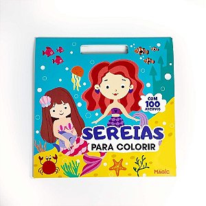 Livro com Adesivos 100 Adesivos Sereias 28X28CM