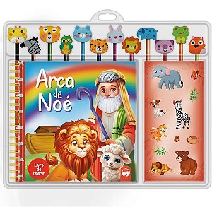 Livro de Colorir KIT Lapis+borracha ARCA de Noe