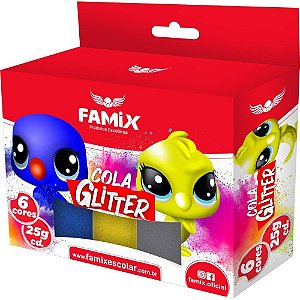 Cola com Glitter Tubo 25G. 6 Cores (S) Estojo
