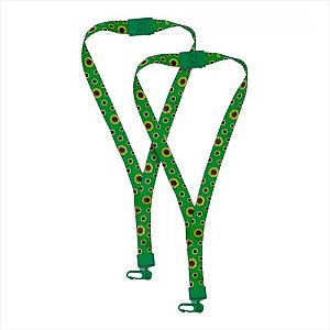 Cordão para Crachá de Tecido Girassol Tea com Presilha de Segurança - Pacote com 2