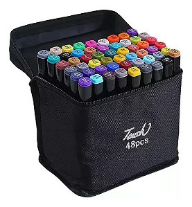 Kit Canetinhas Touch Coloridas Ponta Dupla com 48 Cores para Desenho