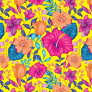 Papel Presente Bobina Couche 60CM. MOD.285 Flores Coloridas BO-100MTS