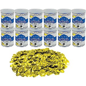 Lantejoula Metalizada Ouro 10MM. Pote 2G.
