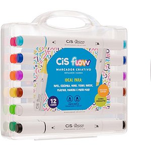 Marcador Artistico CIS FLOW 12 Cores Estojo