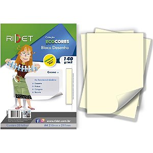 Bloco para Educacao Artistica Desenho Creme A4 140G.20FLS Pacote