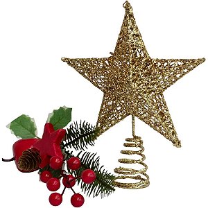 Artigo para Decoracao Natal Ponteira ARAMADA 15CM Ouro