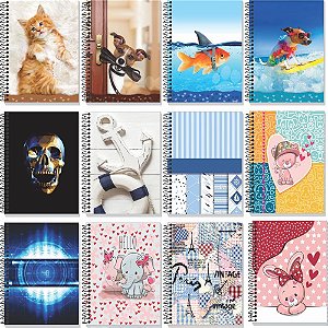 Caderneta Espiral Capa Dura Decorado 1/8 64 Folhas