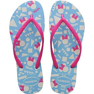 Chinelo Havaianas Infantil SLIM Disney 27/8 AZUL/ROSA PAR