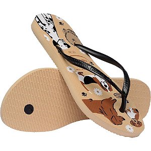Chinelo Havaianas Feminino SLIM PETS 35/6 PRETO/DOURADO PAR