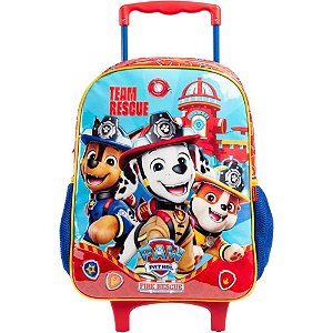 Mochila Infantil com Rodinha Patrulha Canina Fire Recue GR