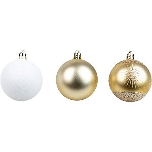 Artigo para Decoracao Natal Bola 6CM 3MOD.CHAMPAGNE C/08UN Tubo