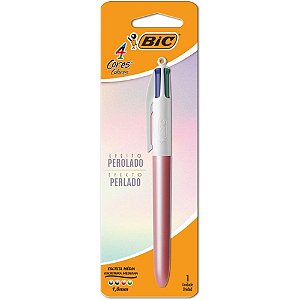 Caneta Esferografica 4 Cores Perolado Rosa Blister
