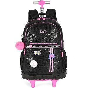 Mochila com Rodinha Barbie Preto G C/PAETE