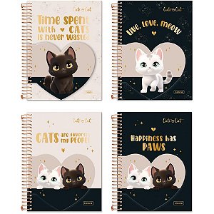 Caderno 01X1 Cp.dura Colegial Cute CAT C/BLOCO Coracao 80F(S