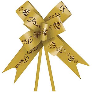 Laco Pronto Decorado 30MMX51CM Feliz Pascoa Ouro PCT.C/10