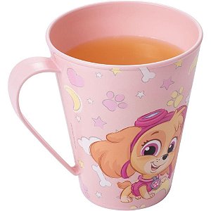 Caneca Infantil Patrulha Canina Rosa 360ML Plastica Decorada - Plasutil