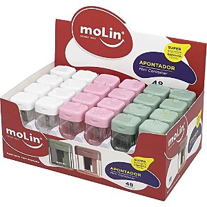Apontador com Deposito Mini Container 3 Cores DP.C/48