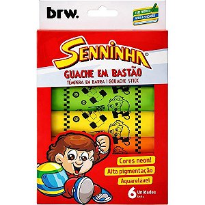 Tinta Guache Senninha em Bastao 6 Cores Estojo