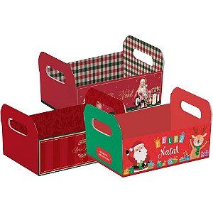 Cesta de Papel Caixote Natal G 25X19X10CM (S) PCT.C/10