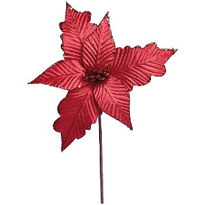 Artigo para Decoracao Natal FLOR Poinsetia Verm.veludo PCT.C/12