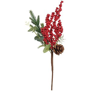Artigo para Decoracao Natal Galho Grande Azevinho VM 38CM PCT.C/06