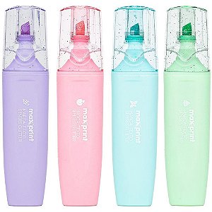 Caneta Marca Texto 4 Cores Glitter com Cheirinho Estojo