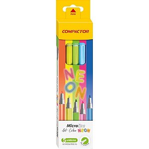 Caneta com Ponta Porosa Microline 1,0-2,0MM 5COR.NEON PCT.C/05