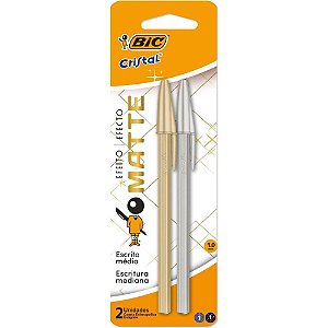 Caneta Esferografica Cristal Mate OURO/PRATA BL.C/02